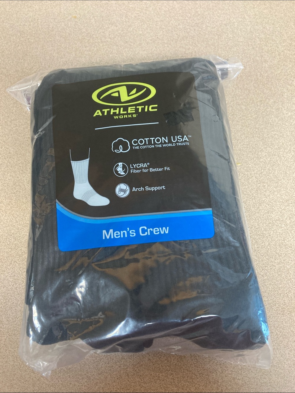 Athletic Works Men's Crew Socks - Black 6 pair